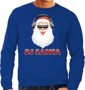 Foute Kersttrui / sweater - DJ santa met koptelefoon techno / house / hardstyle/ r&b / dubstep - blauw voor heren - kerstkleding / kerst outfit S (48)