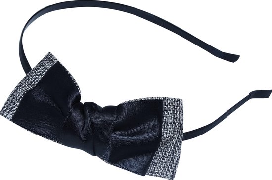 Jessidress Haarband Elegante Haar Diadeem met dubbele strik van satijn - Zwart