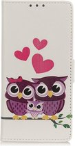 Motorola One Macro Splitleren Portemonnee Hoesje Owls and Hearts