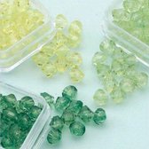 Perles Acryliques Forme Diamant 6mm - 4 grs x 3 Boîtes Jaune, Vert Foncé, Vert Clair