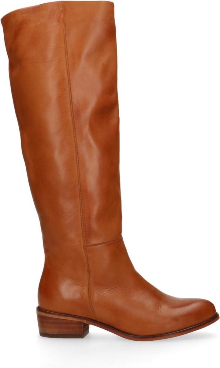 Manfield Dames Cognac hoge laarzen met lage hak Maat 41 bol