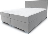 Boxspring Turijn - Vaste standaard  box - Pocketvering matras + Topper - 180 x 210 - Vlak luxe - Grijs - L poten