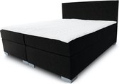 Boxspring Turijn - Vaste standaard  box - Pocketvering matras + Topper - 160 x 210 - Vlak luxe - Zwart - L poten