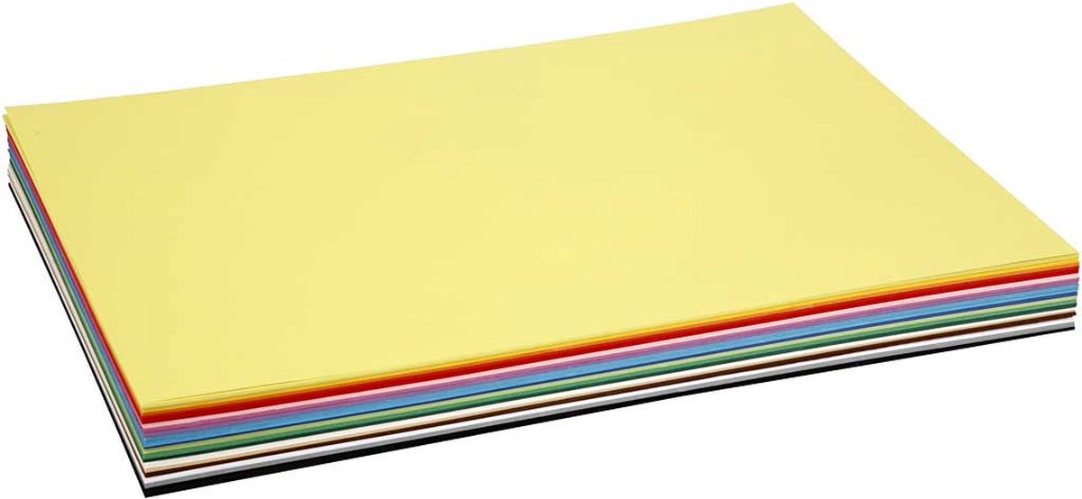 Gekleurd karton, A2 420x600 mm, 180 gr, 20 div vellen, diverse kleuren - Colortime