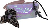 Jessidress Giftbox Vrouwen Dames Haar accessoires luxe Diadeem Scrunchie en make-up tasje - Roze