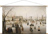 Winterlandschap met ijsvermaak | Hendrik Avercamp | Bartholomeus van der Helst | oude meesters | Textieldoek | Textielposter | Wanddecoratie | 120CM x 80CM” | Schilderij