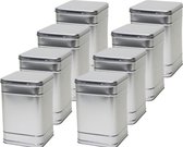 8x Boîtes de rangement / boîtes de rangement carrées argentées 25 cm - Boîtes de rangement argentées - Boîtes de rangement