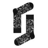 Happy Socks Paisley Sokken - Zwart/Wit - Maat 41-46