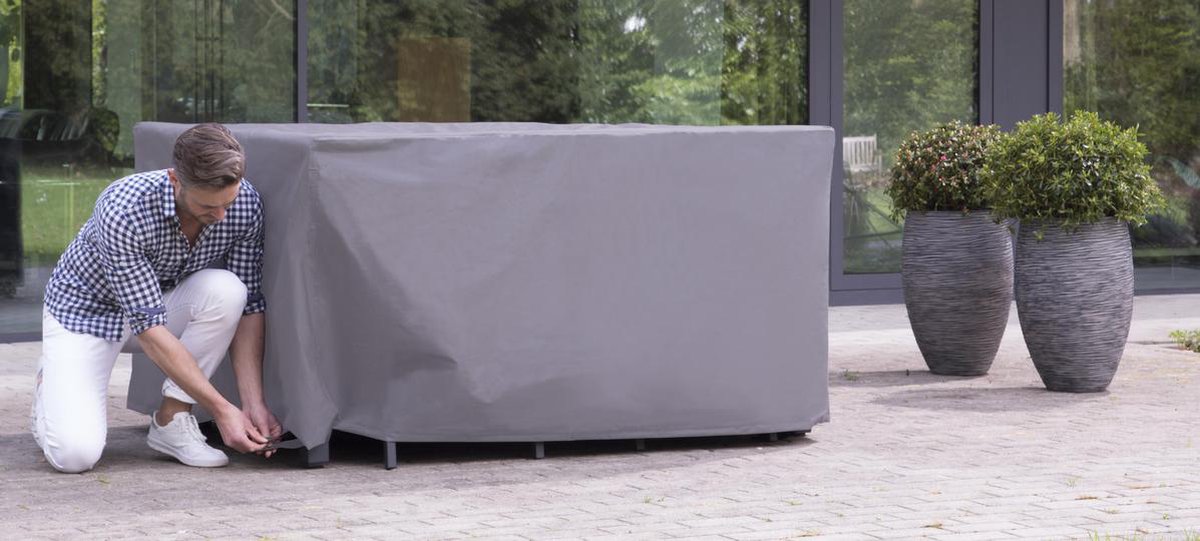 Weersbestendige Beschermhoes Tuinset (S) | 165 x 135 x 95 cm | Premium | Waterproof | TÜV Rheinland Gecertificeerd | Hoes voor Tuin | Waterdicht | Solution Dyed (verkleuring onmogelijk) | Grijs / Antraciet