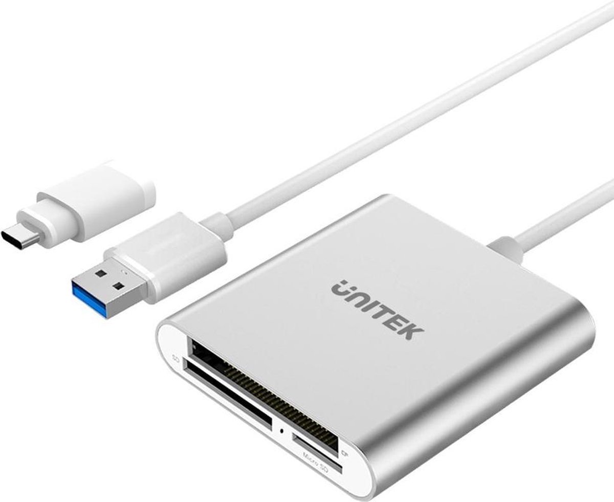 UNITEK Y-9313D geheugenkaartlezer Zilver USB 3.0 (3.1 Gen 1) Type-A