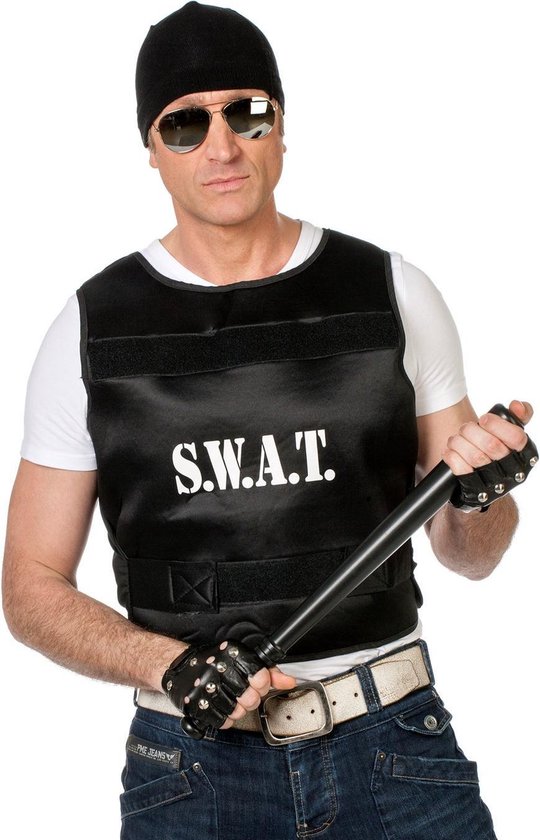 Politie & Detective Kostuum | Zwart No Sweat Swat Vest | One Size | Carnaval  kostuum |... | bol.com