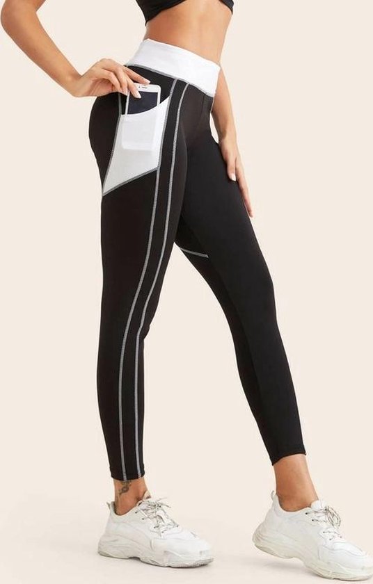 High waist sport legging dames met zak | SHEIN | Zwart - L dames yoga  fitness | bol.com
