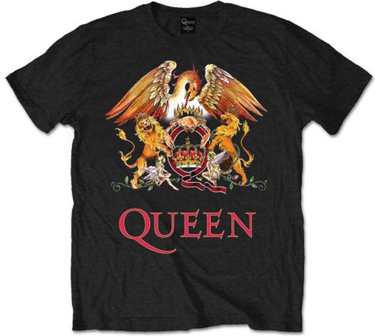 Queen - Classic Crest Heren T-shirt - S - Zwart