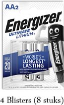 8 stuks (4 blisters a 2 stuks) Energizer Lithium AA/L91 1.5v