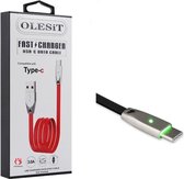 Olesit Gecertificeerde TPE TYPE-C USB-C Kabel 1m Fast Charge 3.0A High Speed Oplaadkabel - Geschikt voor Samsung / Android Modellen - Zwart