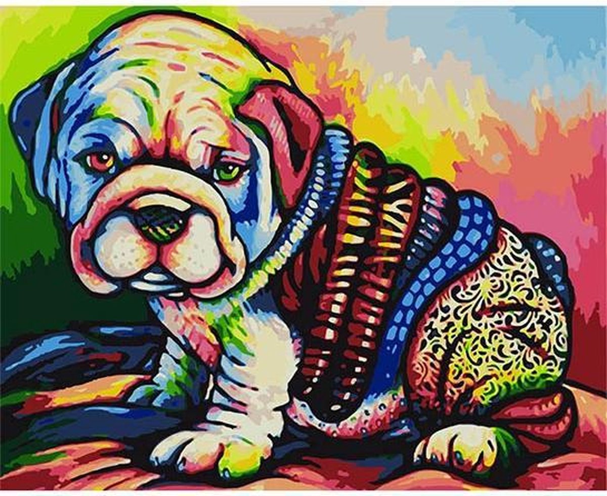 schilderen op nummer volwassenen - mophondje - hond - voor volwassenen