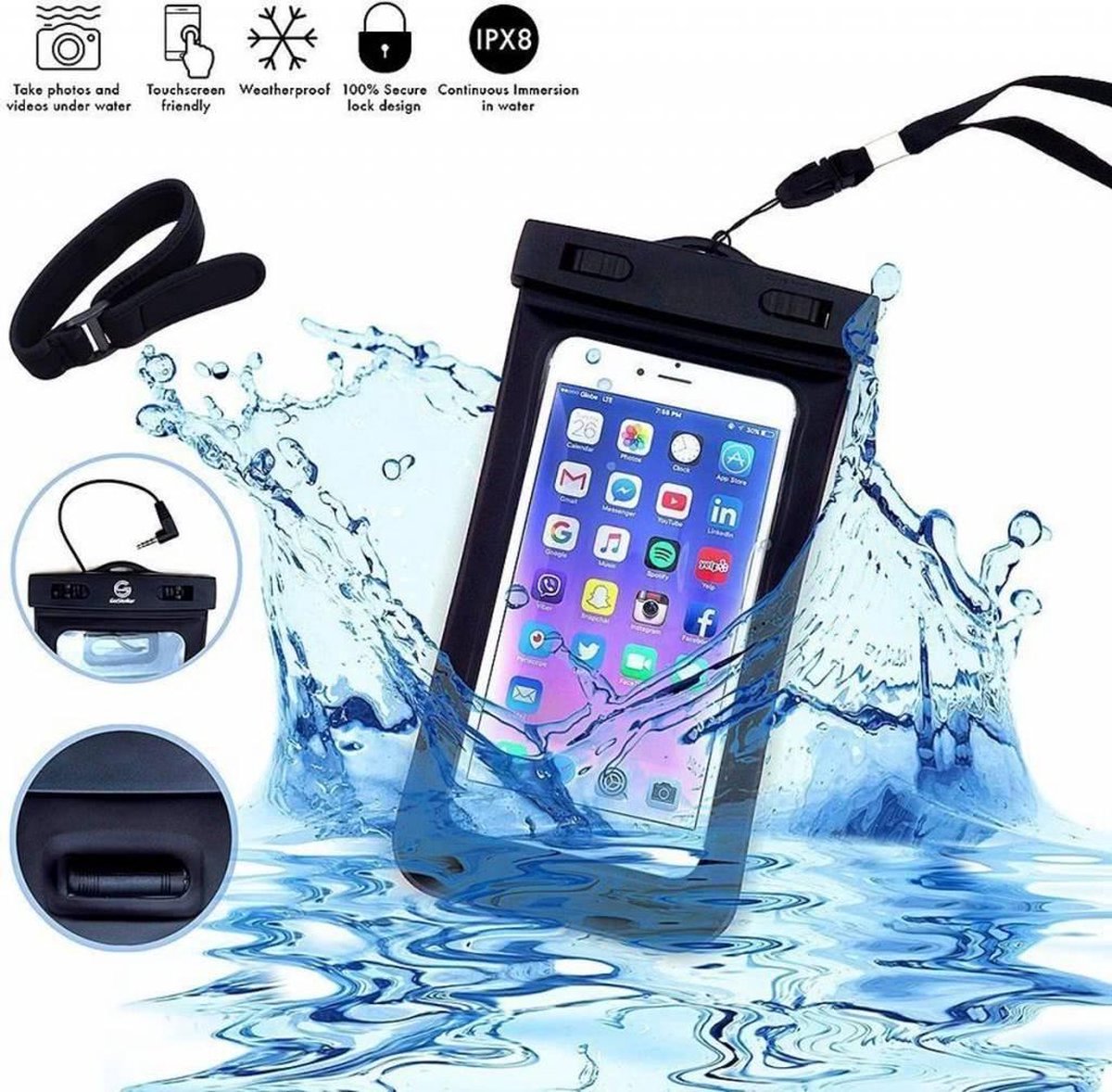 WaterdichteTelefoon hoesje LG G7 ThinQ Zwart