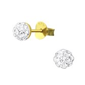 Joy|S - Zilveren ronde oorbellen kristal 5 mm 14k goudplating
