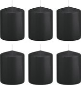 6x Zwarte cilinderkaarsen/stompkaarsen 6 x 8 cm 29 branduren - Geurloze kaarsen - Woondecoraties