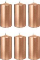 6x Rosegouden cilinderkaarsen/stompkaarsen 6 x 12 cm 40 branduren - Geurloze rosegoudkleurige kaarsen - Woondecoraties