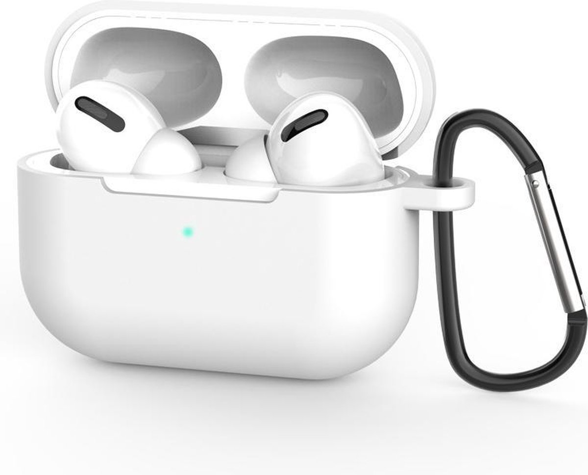 Siliconen Case Apple AirPods Pro Wit- AirPods hoesje Wit met gratis haak - AirPods case