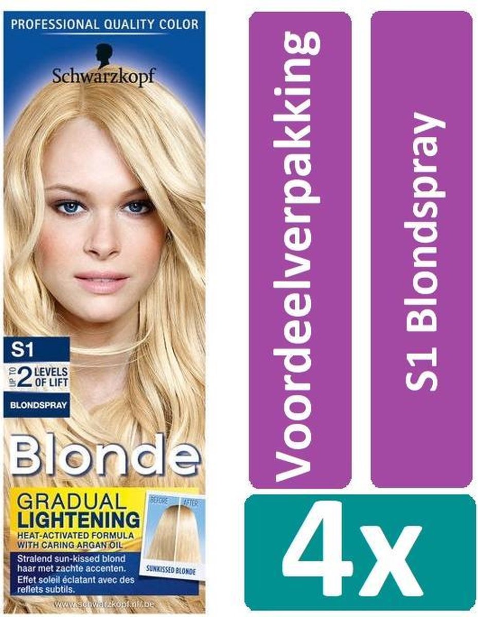 Schwarzkopf Blonde S1 Blondspray Haarverf 4 stuks Voordeelverpakking |  bol.com