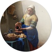 Schilderij - Het Melkmeisje Johannes Vermeer Oude Meesters - Blauw En Geel - 100 X 100 Cm Het Melkmeisje | Johannes Vermeer | Rond Plexiglas | Wanddecoratie | 100cm X 100cm | Schil