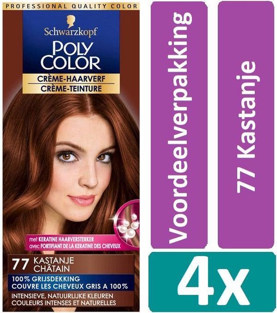 Gemarkeerd boycot omvang Poly Color 77 Kastanje Haarverf 4 stuks Voordeelverpakking | bol.com