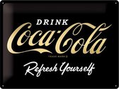 Coca Cola Refresh Yourself  Black Logo S.E.    Metalen wandbord in reliëf 30 x 40 cm
