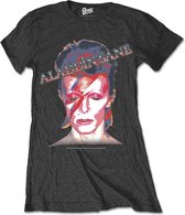 David Bowie Dames Tshirt -L- Aladdin Sane Zwart