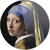 Schilderij - Meisje Met De Parel Johannes Vermeer Oude Meesters - Blauw En Bruin - 60 X 60 Cm Meisje Met De Parel | Johannes Vermeer | Rond Plexiglas | Wanddecoratie | 60cm X 60cm