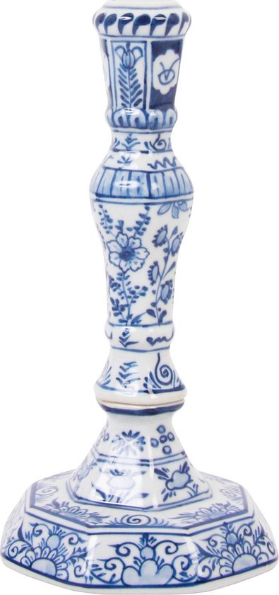 Kandelaar - 23 cm hoog - &Klevering - Delfts blauw - Rijksmuseum collectie - kaarsenhouder - kaarsenstandaard - kaarsenkandelaar -