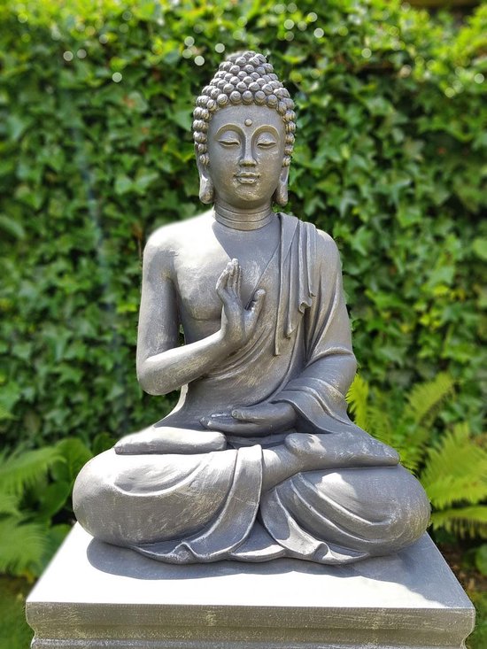 Boeddha - Boeddha beeld Groot Antiek Zilver | bol.com