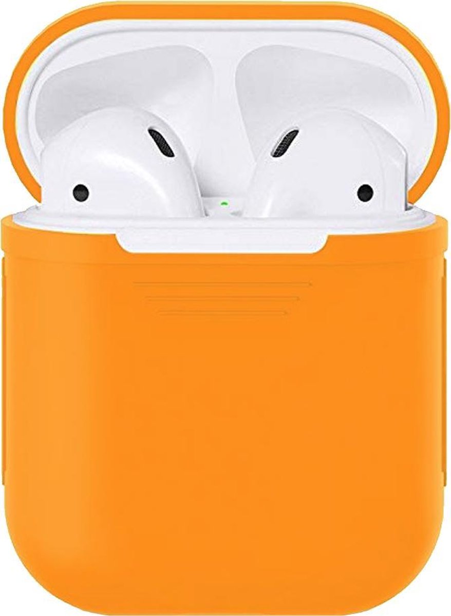 Siliconen Bescherm Hoesje Case Cover Oranje voor Apple AirPods 1 en 2
