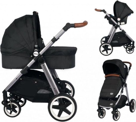 Product: Ding Joyce Kinderwagen 3-in-1 - Met Autostoel - Zwart, van het merk Ding