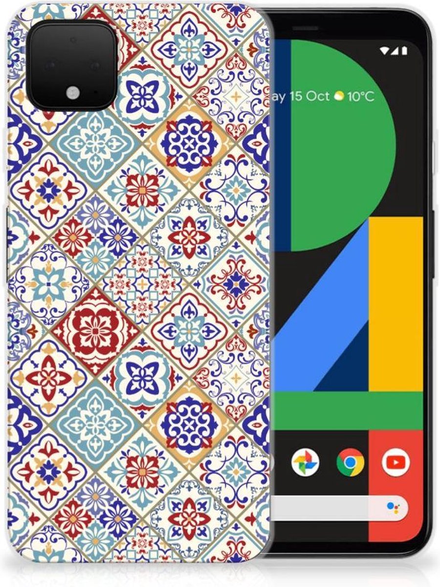 Google Pixel 4 XL TPU Siliconen Hoesje Tiles Color
