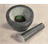 Granieten Vijzel Ø 16 cm met Stamper van Graniet | Fijnstampen en vermalen van Kruiden of  maken van Dressings | Materiaal: Graniet | Afm. 16 x 16 x 8,5 Cm.
