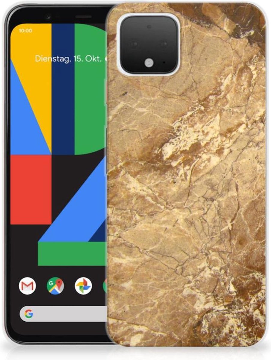 Google Pixel 4 TPU Siliconen Hoesje Marmer Creme