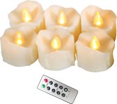 LED kaarsen met afstandsbediening en timerfunctie set van 6 | LED kaars klein op batterij | Realistische gloed en vlam effect | LED tafel kaarsen | Lange brandduur | Batterijen inbegrepen