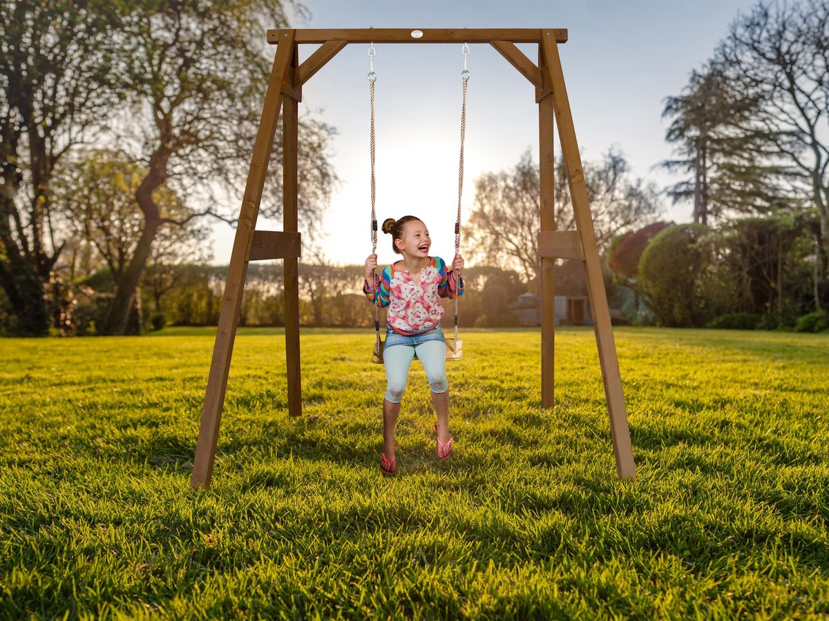 AXI Enkele Houten Schommel in Bruin - FSC hout - Vrijstaande schommelset voor kinderen met houten schommelzitje - Schommelset voor kinderen - 10 jaar Garantie! — afbeelding 3