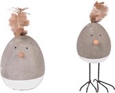 Paasdecoratie - Beeldjes - Grappige Eieren met Veertje - set van 2 stuks