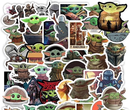 Baby Yoda - The Mandalorian - Grogu - 50 baby Yoda Stickers - The child - Mandalorian - Star Wars the Mandalorian - Laptop stickers - Stickers kinderen - Stickers volwassenen - Star Wars