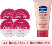Vaseline lip therapy Rosy Lips 4x 20g - met Roze Vaseline Handcreme