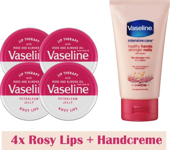 Vaseline lip therapy Rosy Lips 4x 20g - met Roze Vaseline Handcreme |  bol.com