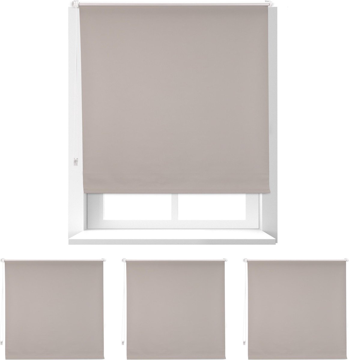Relaxdays 4 x verduisterend rolgordijn thermo - warmtewerend - klemmen - bruin - 120x160cm