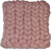Wollen deken / woondeken / plaid XXL merino wol - lontwol 80 x 120 cm Poeder roze