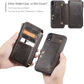 CaseMe Afneembaar Wallet Flip Case Koffie iPhone Xr