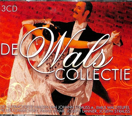 Dansend koppel op rood, met tekst '3CD De Wals Collectie' en de namen van componisten.