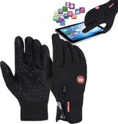 Fietshandschoenen Winter Met Touch Tip Gloves - Anti-Slip - Touchscreen Sport Handschoenen - Dames / Heren - Zwart - Large