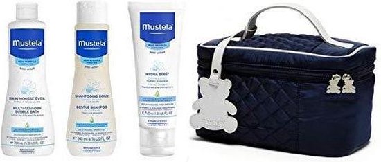 Mustela reisset baby: toilettas, gezichtscreme, shampoo, badschuim | bol.